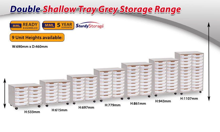 Double Shallow Tray Grey Storage Range