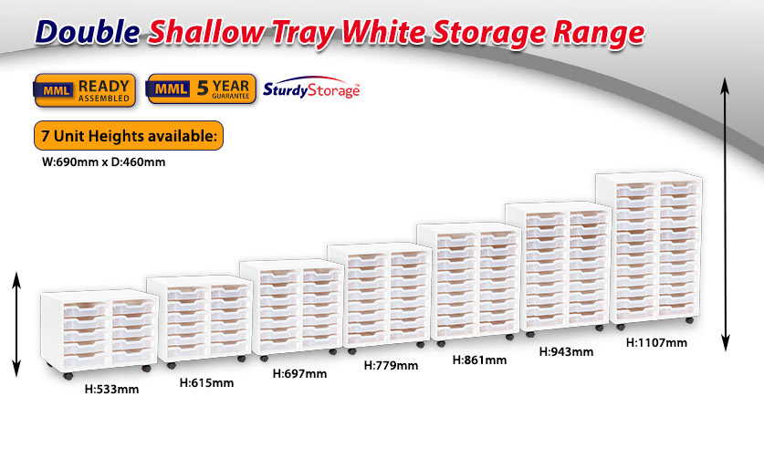 Double shallow tray white storage range