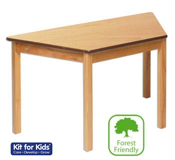 Trapezoidal Wooden Table With Beech Laminate Top