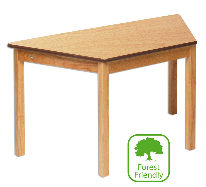 Trapezoidal Wooden Table With Beech Laminate Top
