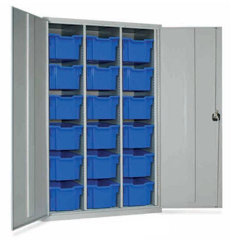 Lockable Treble Cupboard With 18 Extra Deep Trays Set - 1830mm