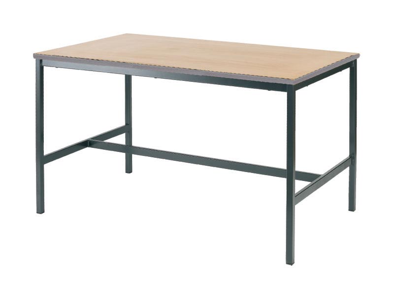 Crush Bent H-Frame Work Table With Spray Polyurethane Edge  