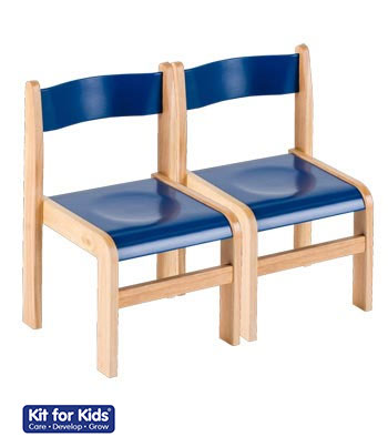 Wooden Chair (Set of 2) Natural/Blue