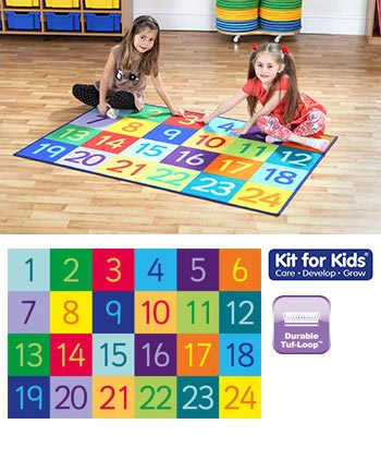 Rainbow 1-24 Numbers Carpet - 1.5m x 1m