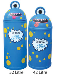 42 or 52 Litre Monster Litter Critter Bin - Blue