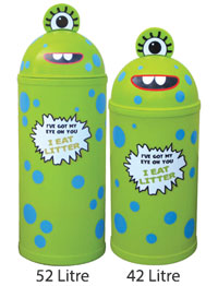 42 or 52 Litre Monster Litter Critter Bin - Lime Green