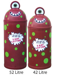 42 or 52 Litre Monster Litter Critter Bin - Maroon