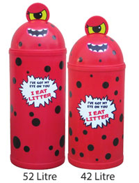 42 or 52 Litre Monster Litter Critter Bin - Red