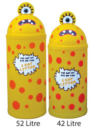 42 or 52 Litre Monster Litter Critter Bin - Yellow