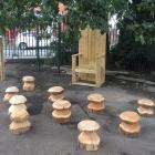 Hand Carved Mushroom Seat Sets  - view 1