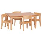 Small Rectangle Melamine Top Wooden Table And 4 Stacking Chairs Set - view 1