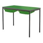 Classroom Contract Spiral Stacking Rectangular Table - Spray Polyurethane Edge - With 2 Shallow Trays and Tray Runners - view 1