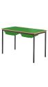 Classroom Contract Spiral Stacking Rectangular Table - Bullnosed MDF Edge - With 2 Shallow Trays and Tray Runners - view 3