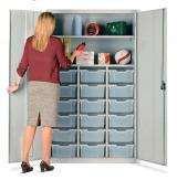 Lockable Tray Storage / Teacher Cupboard - 18 Deep Trays - 1830mm - view 1