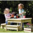 Outdoor Square Table And Bench Set - view 1