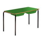 Contract Classroom Slide Stacking Rectangular Table - Bullnosed MDF Edge - With 2 Shallow Trays and Tray Runners - view 3