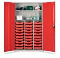 Lockable Tray Storage / Teacher Cupboard - 30 Shallow Trays - 1830mm - view 1