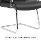 Carter Black Luxury Faux Leather Cantilever Chair With Arms - view 3