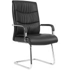 Carter Black Luxury Faux Leather Cantilever Chair With Arms - view 1