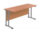 Twin Upright Leg 600mm Depth Rectangular Desk - view 1