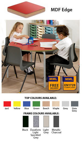 Contract Classroom Slide Stacking Circular Table - Bullnosed MDF Edge