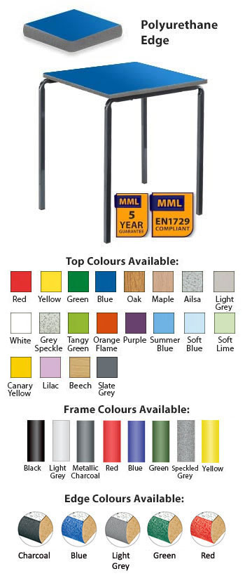 Classroom Premium Slide Stacking Square Table - Duraform Spray Polyurethane Edge