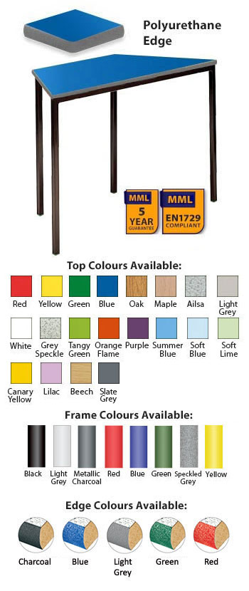 Classroom Premium Spiral Stacking Trapezoidal Table - Polyurethane Edge