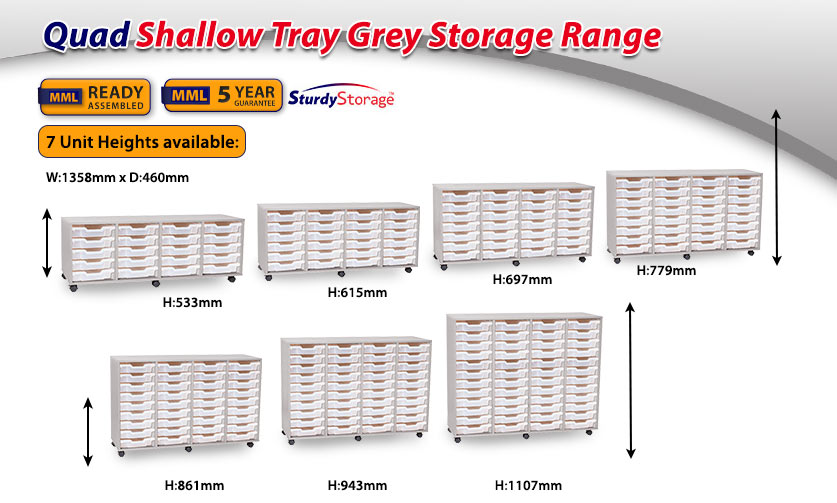 Quad Shallow Tray Grey Storage Range