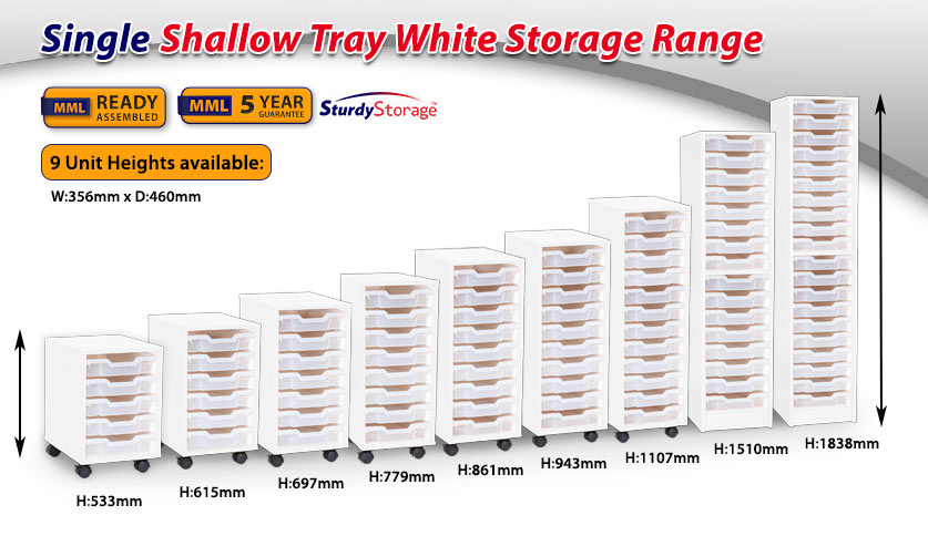 Single Shallow Tray White Storage Range
