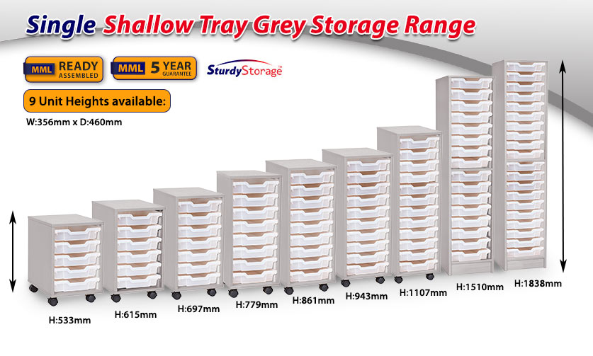 Single Shallow Tray Grey Storage Range