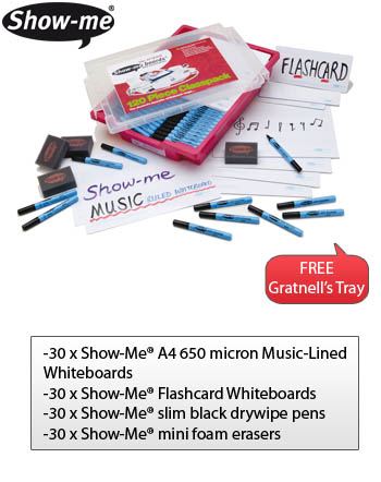 120 Piece Classpack With Music-Ruled A4 Whiteboards